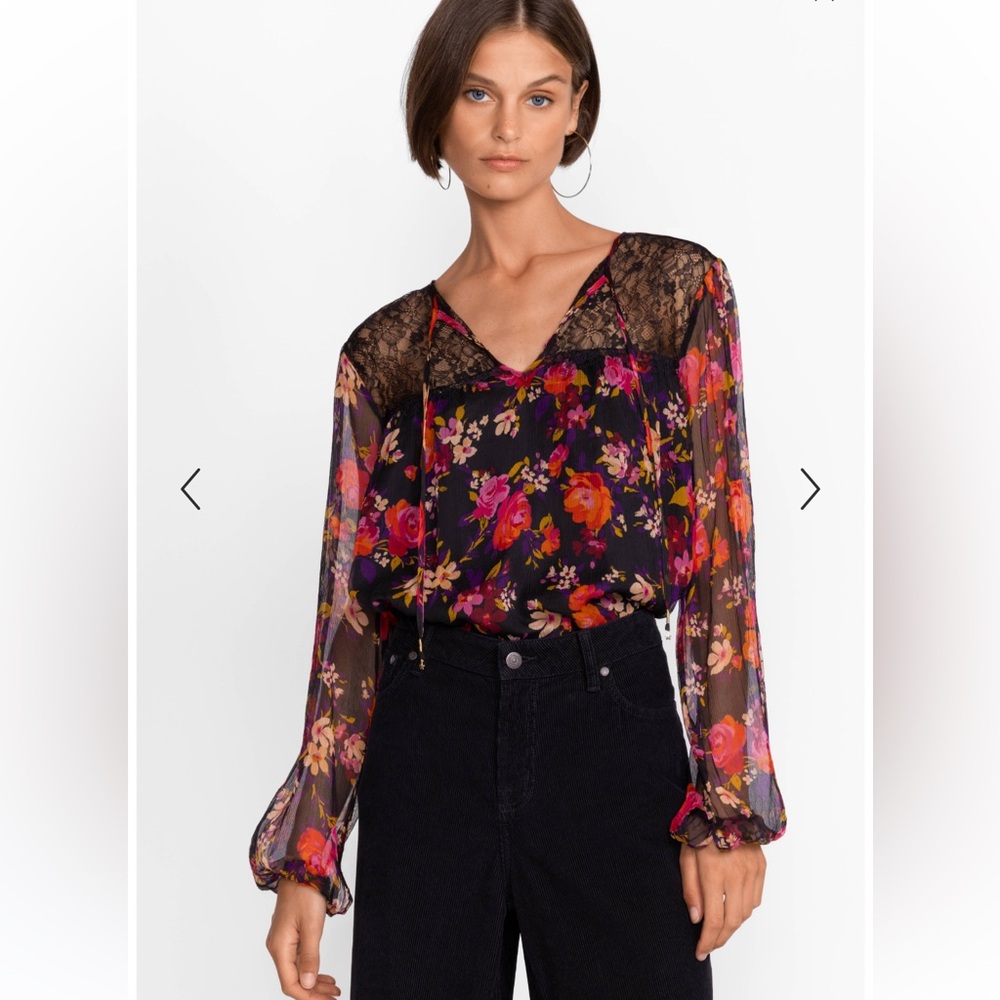 Johnny Was Flora Silk Blouse